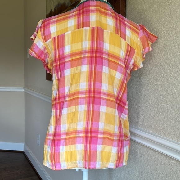 THML - Anthropologie Blouse Top Size S Teal Embroidered Top lightweight Colorful - Picture 5 of 16